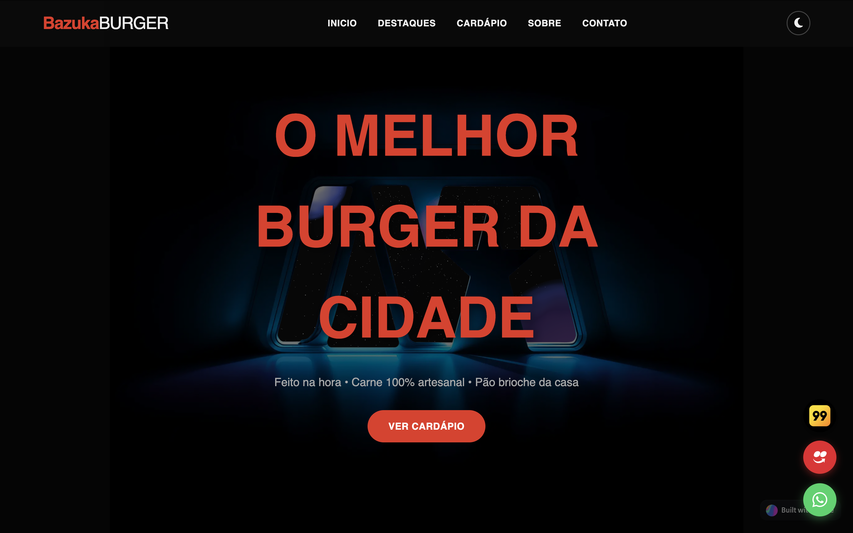 Tela inicial do Bazuka Burger